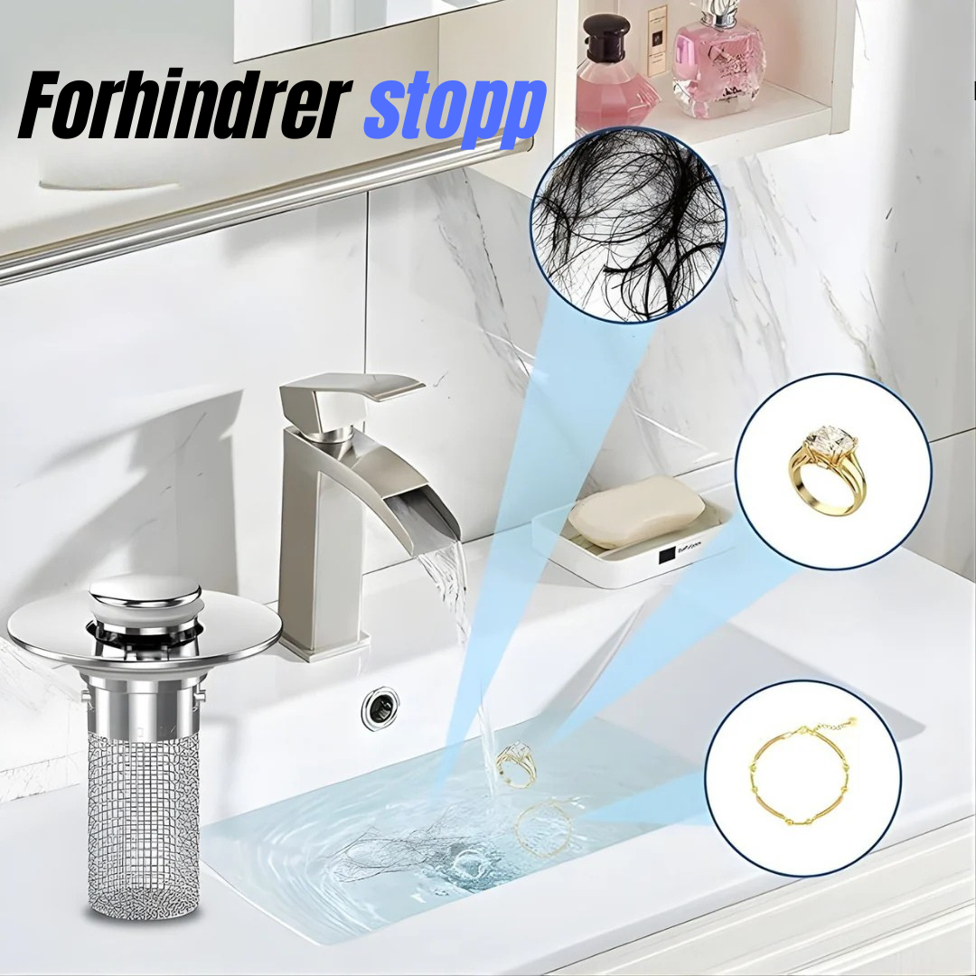 RentFløde™ Pop-Up Avløpsventil med Filter