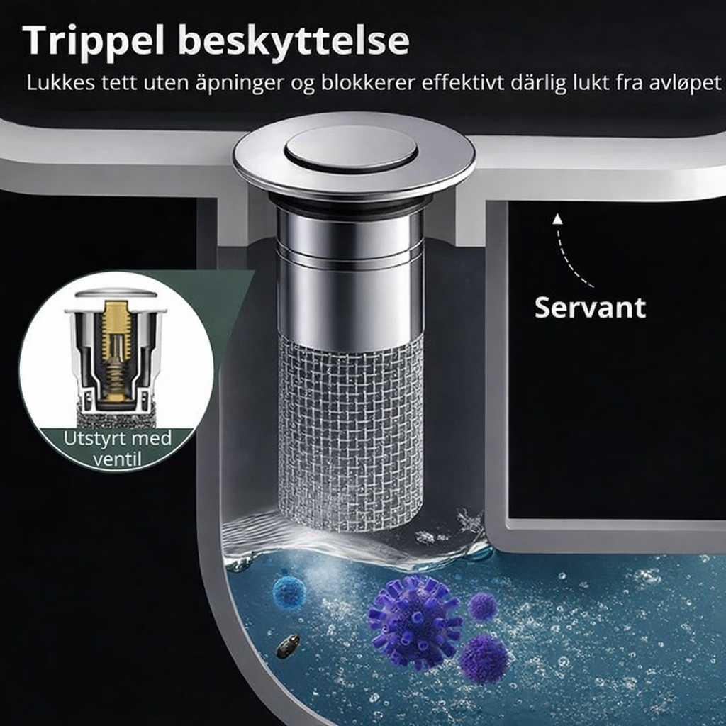 RentFløde™ Pop-Up Avløpsventil med Filter